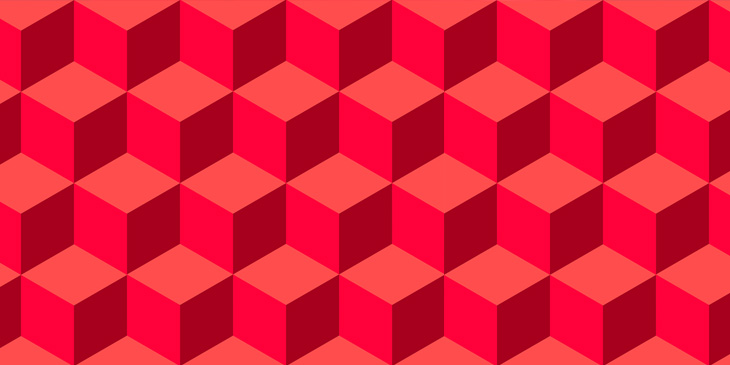 A repeated pattern of red cubes