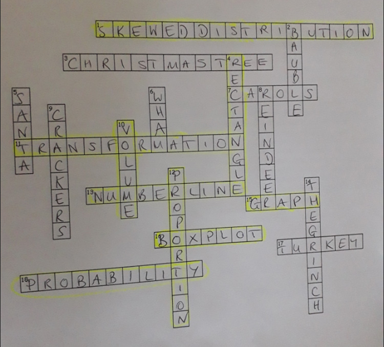 The Christmas Glossary Crossword Cambridge Mathematics