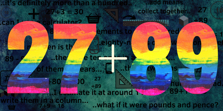 The mathematical sum 27 + 89