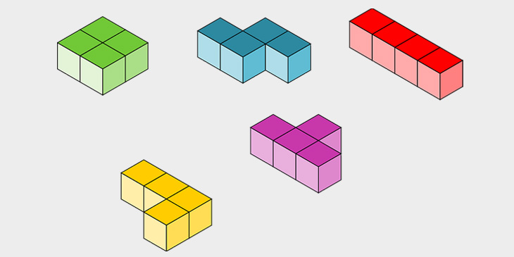 A selection of shapes from the game Tetris